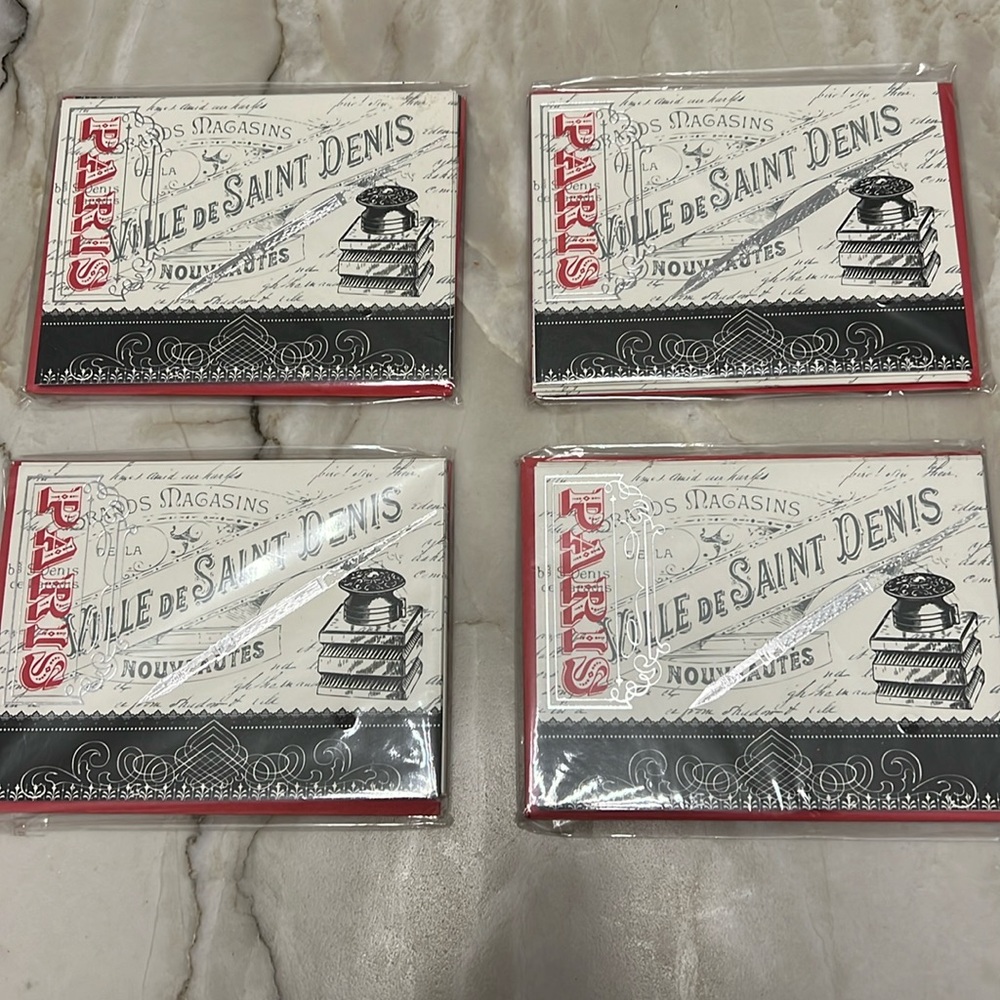 24 French Note Cards: 4 Packs of 6 each! Ville De Saint Denis